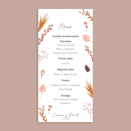 Minuta boda Boho