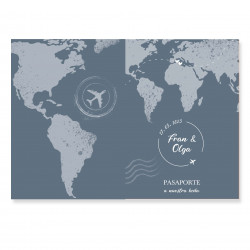 Invitación de boda Pasaporte Azul