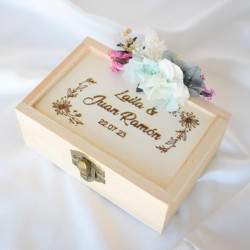 Caja de madera porta alianzas y arras Ayna