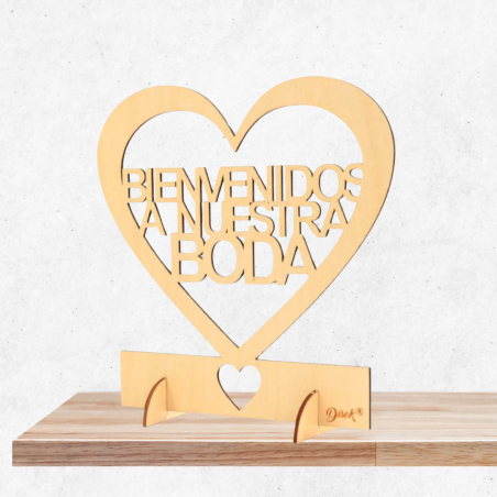 Cartel bienvenidos a nuestra boda de madera