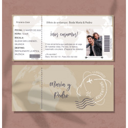 Invitación de boda Billete de avión con sobre kraft