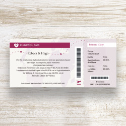 Invitación Billete de avión Boda