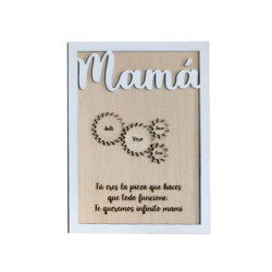 Marco de madera personalizado Mamá engranaje