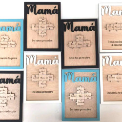 Marco de madera personalizado Mamá puzzle