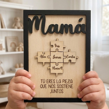 Marco de madera personalizado Mamá puzzle