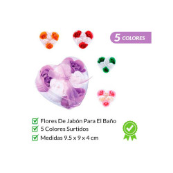 6 Flores de Jabón en Estuche Corazón