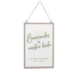 Cuadro de madera Bienvenidos Boda Personalizado