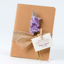 Libreta pequeña con flor de lavanda para bodas