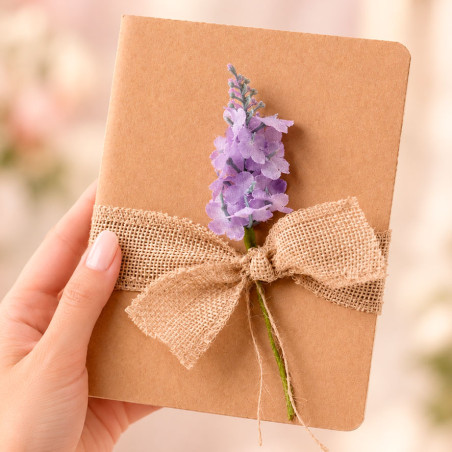 Libreta pequeña con flor de lavanda para bodas